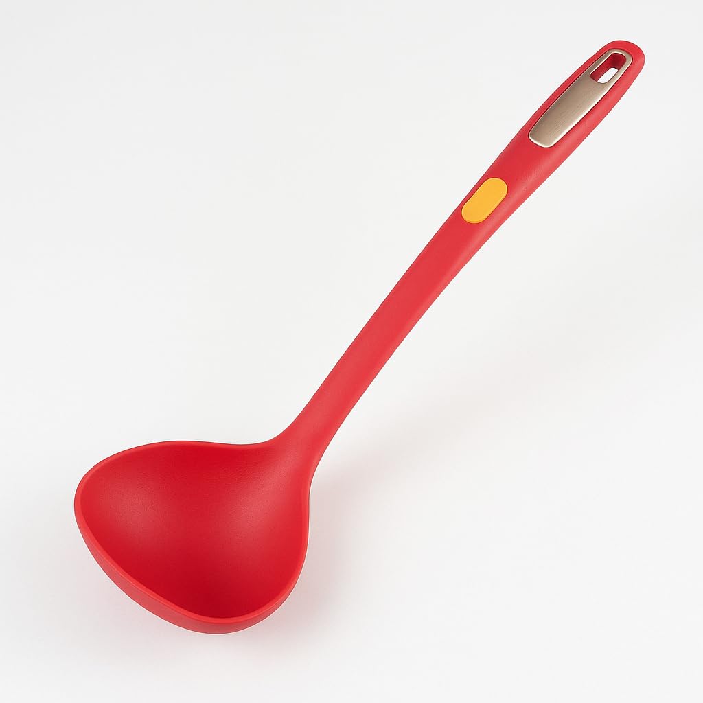 Abee Silicone Coated Soup & Curry Ladle | HeatResistant NonStick Safe Serving Spoon For Dal, Sambar, Rasam & Gravy | Soft Grip