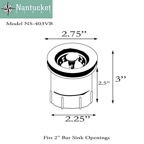 Nantucket Sinks Ns-403Vb Junior Duo Basket Strainer, Victorian Bronze