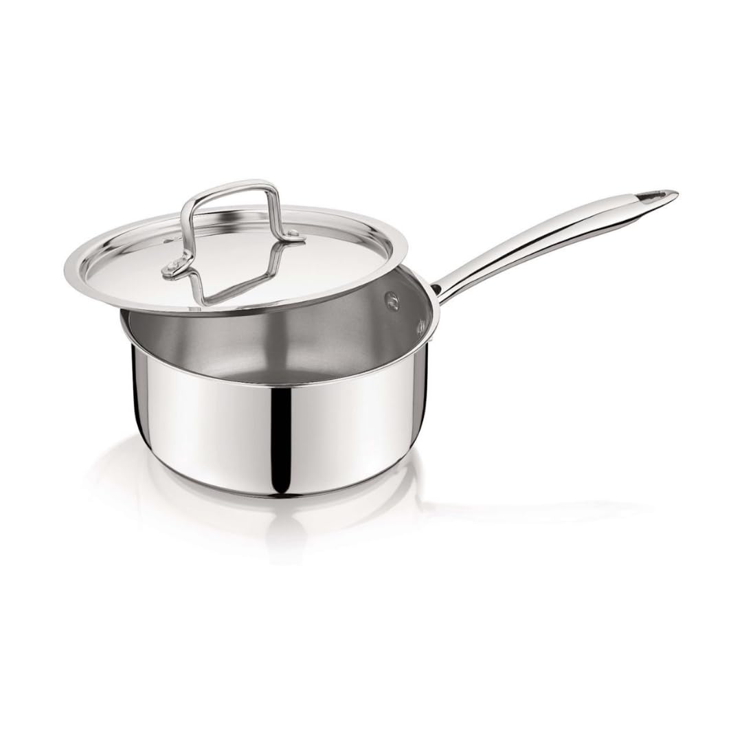 Triaum 3 Quart Stainless Steel Saucepan with Lid, TriPly Clad, No Coating PTFE & PFOA Free, Induction Compatible, Oven Safe to 