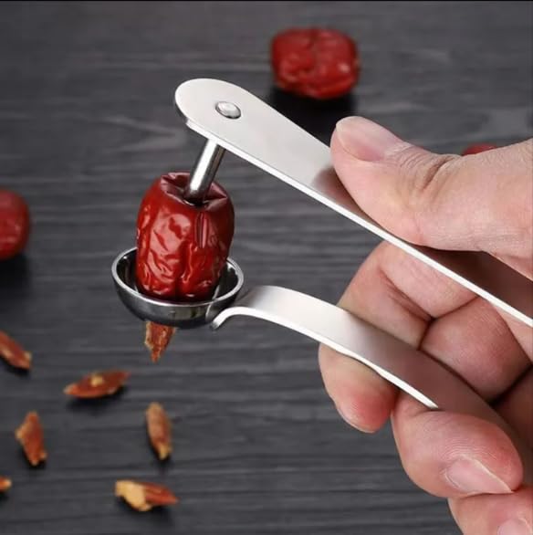 KrisDreamz Stainless Steel Cherry Pitter Tool - Fruit Core Remover for Cherries, Olives, Red Dates, Jujube, Hawthorn - Heavy-Dut