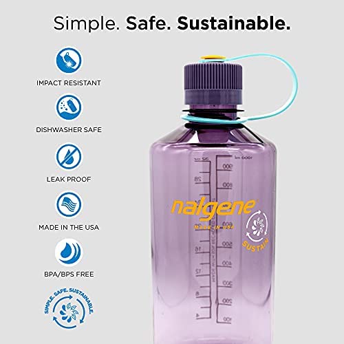 Nalgene Sustain Tritan Bpa-Free Water Bottle Made With Material Derived From 50% Plastic Waste, 32 Oz, Narrow Mouth, Trout