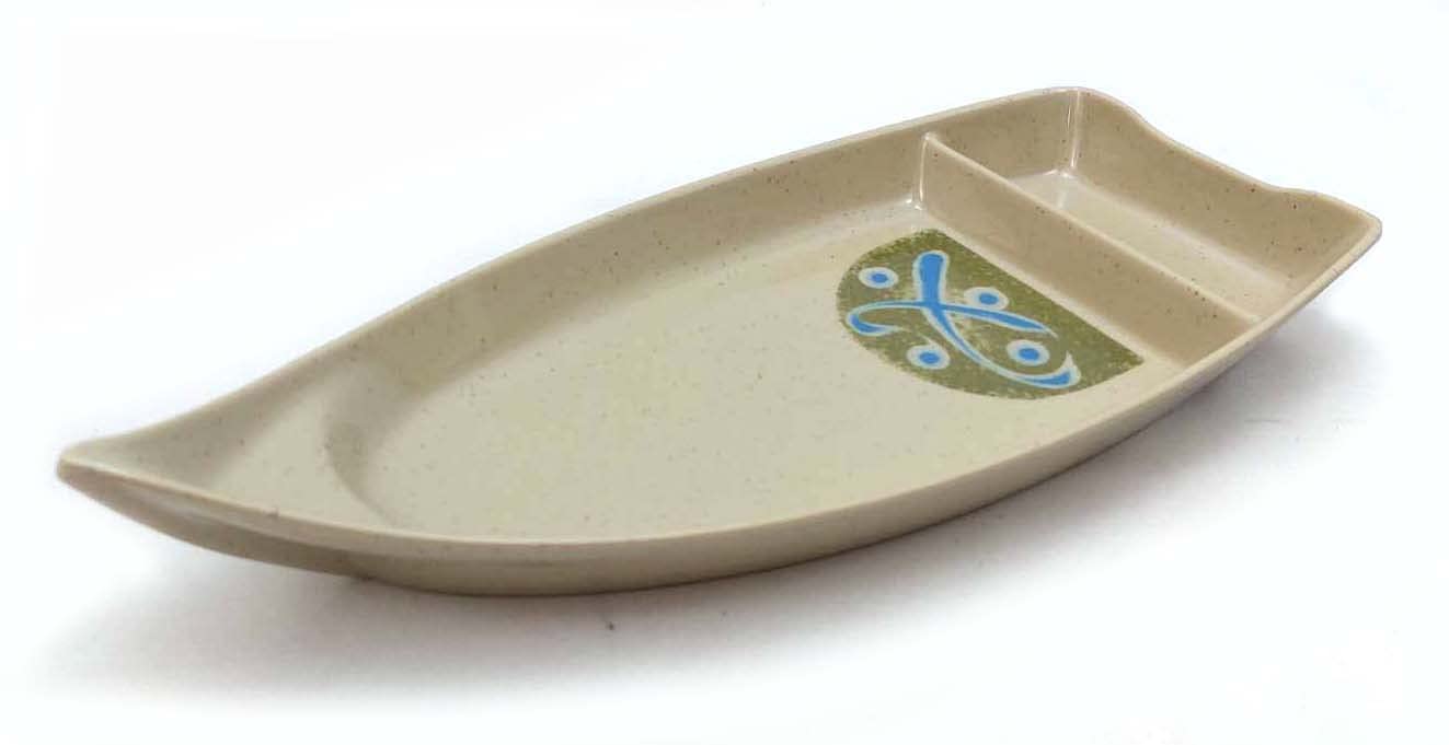 Japanbargain 2347, Sushi Boat Shape Sushi Plate Sashimi Serving Plate Plastic Tray 10 X 4.5 Inch, Green