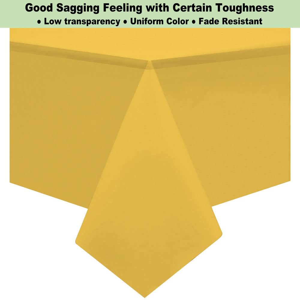 Plastic Yellow Tablecloths 3 Pack Disposable Table Covers 54 In. X 108 In. Table Cloths Bridal Shower Party Tablecovers For Part