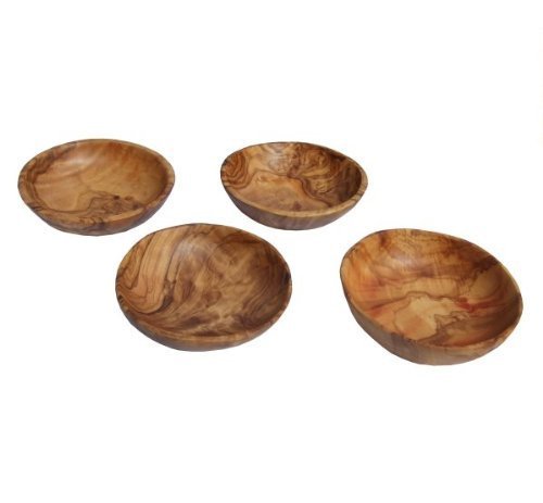 Naturally Med Olive Wood Dipping Bowls, 3.5'' L X 3.5'' W, Set Of 4