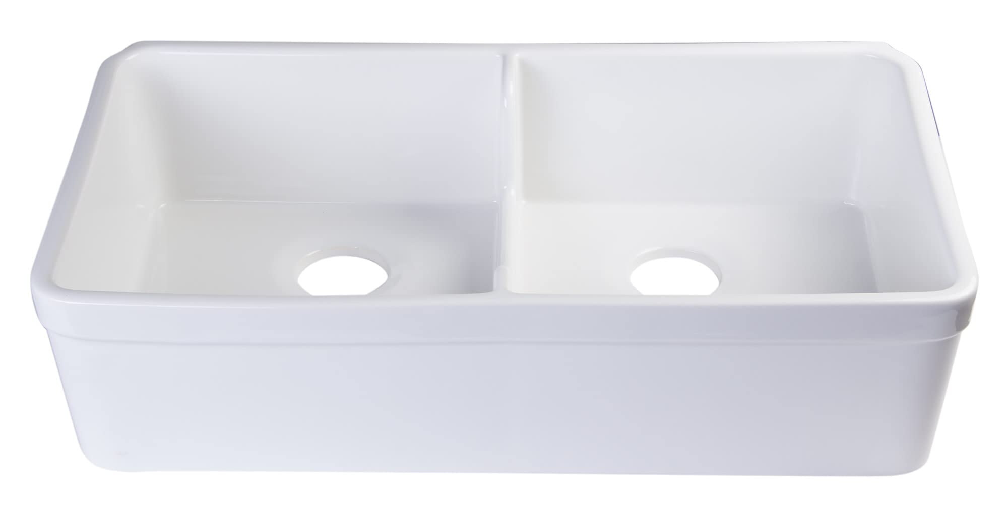 Alfi Brand Ab5123 32-Inch Short Wall Double Bowl Fireclay Farmhouse Kitchen Sink With 1 34-Inch Lip White