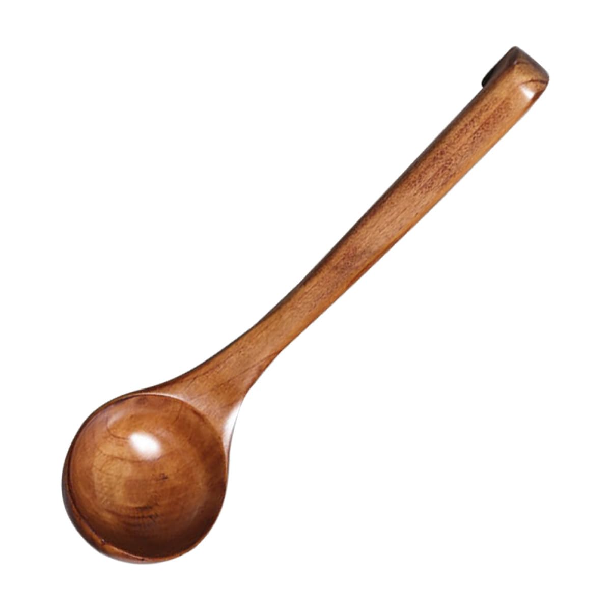 PATKAW Wooden Soup Ladle Long Handle Large Japanese Serving Spoon Kitchen Cooking Spoon for Soup and Hot Pot Dark Wood Design
