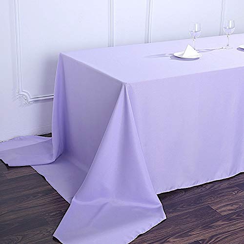Balsacircle 90X156-Inch Lavender Rectangle Polyester Tablecloth Table Cover Linens For Wedding Party Events Kitchen Dining