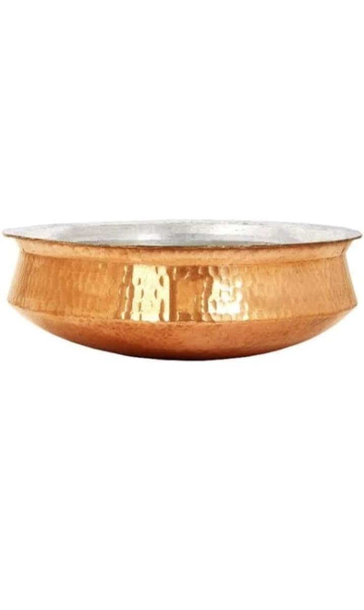 Bonafide Pure Copper Lagan Handi Dish Pan With Tin Lining, Cookware And Serveware,5 To 6 Litres, Handi Heavy Gauge Diameter 12 I