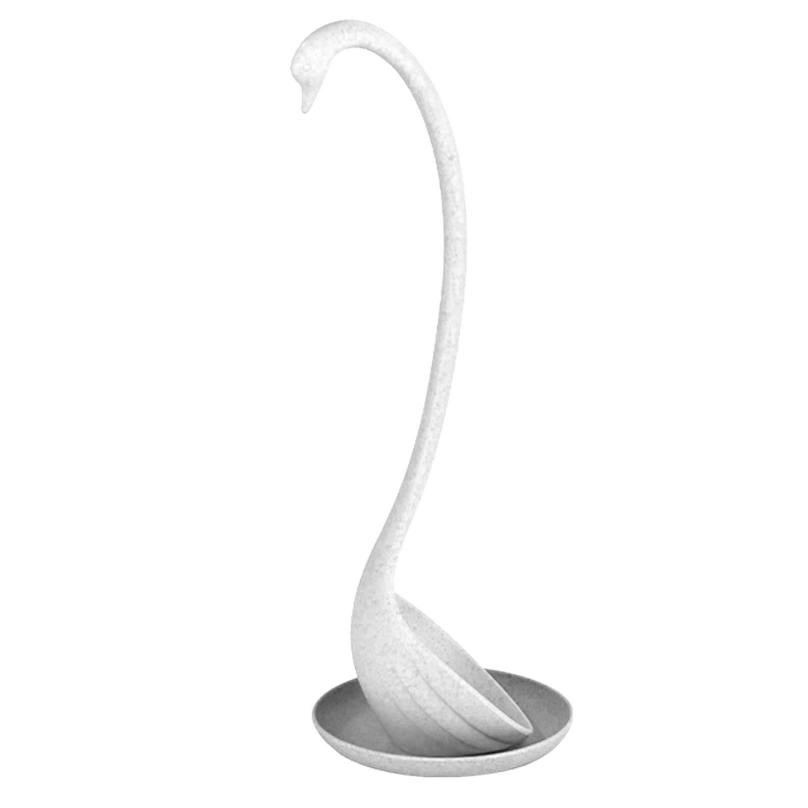Swan Shaped Soup Ladle, Large Capacity Long Handle Spoon, with Standing Design for Home Kitchen (White)