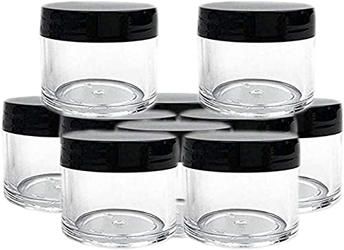 30G 30Ml/1Oz Refillable Black And White Plastic Screw Cap Lid With Clear Base Empty Cosmetic Jars For Nail Powder Bottles Eye Sh