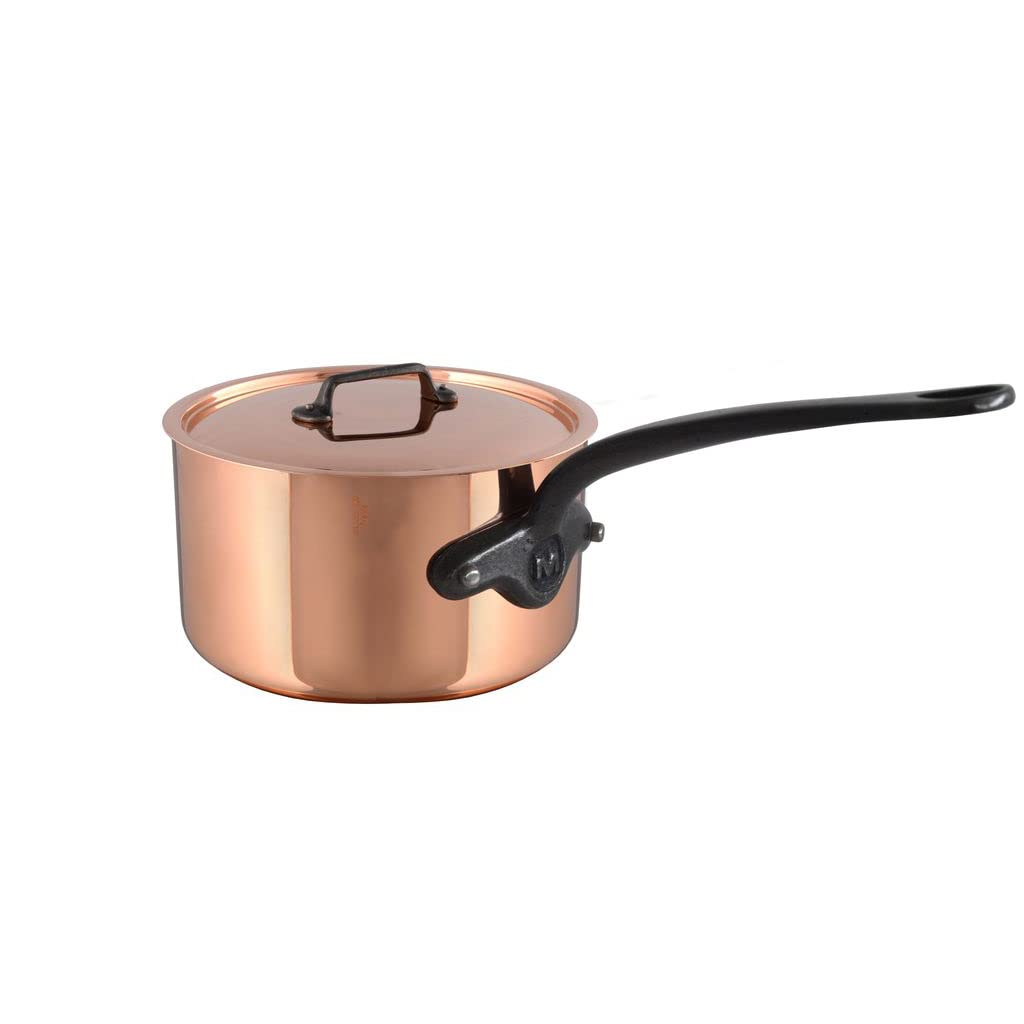 Mauviel M'Heritage M150Ci 1.5Mm Polished Copper & Stainless Steel Saucepan With Lid, And Cast Iron Handles, 2.8-Qt, Made In Fran