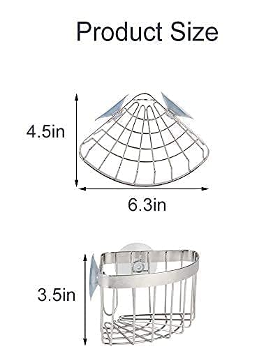 Pokoto Dish Cloth Hanger+Sponge Holder +Corner Sink Caddy Save Space Triangle 2-In-1 Sink Caddy, No Drilling With 2Pcs Suckers(9