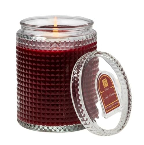 Aromatique The Smell of Christmas Textured Glass Candle with Lid - Fall Scented Candle with Clove, Orange, Cinnamon, Spice, Wood