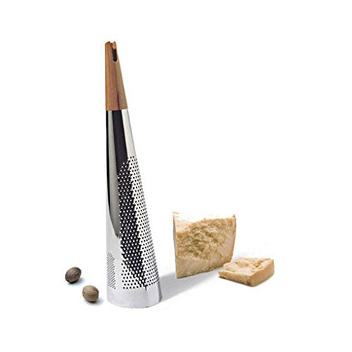 Alessi ''Todo'' Giant Cheese And Nutmeg Grater In Steel And Wood, Silver