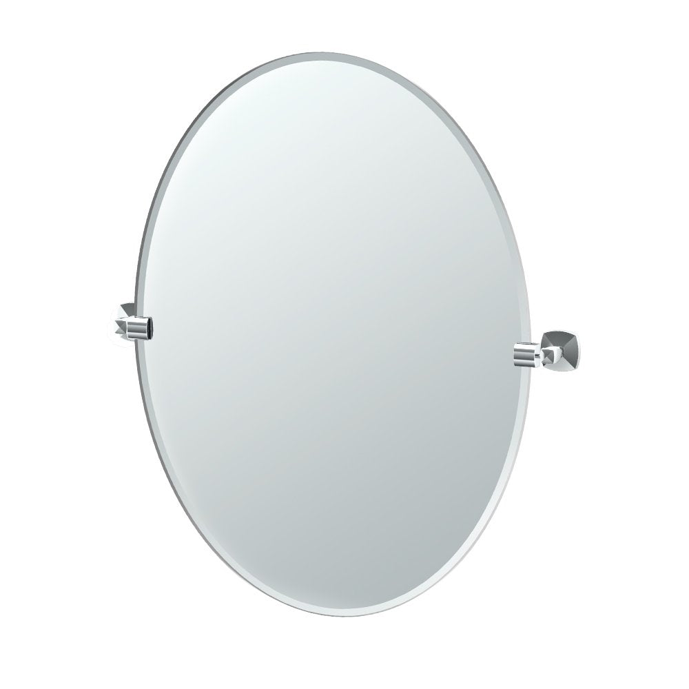 Gatco 4149Lg Jewel Frameless Oval Mirror, Chrome, 32''H