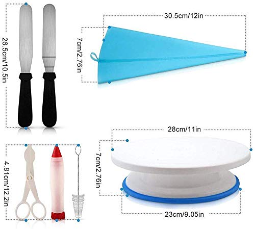 Cake Decorating Supplies180 Set,Steel Piping Frosting Tips For Beginners With Cake Turntable Icing Spatulacake Spatula,Baking To