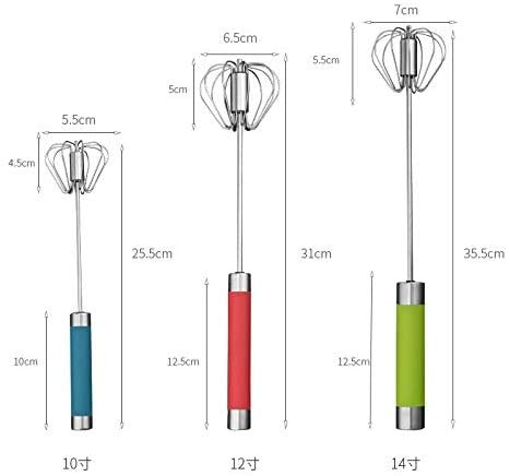 Stainless Steel Semi-Automatic Egg Whisk - 3Pcs Hand Push Rotary Whisk Blender (Red)