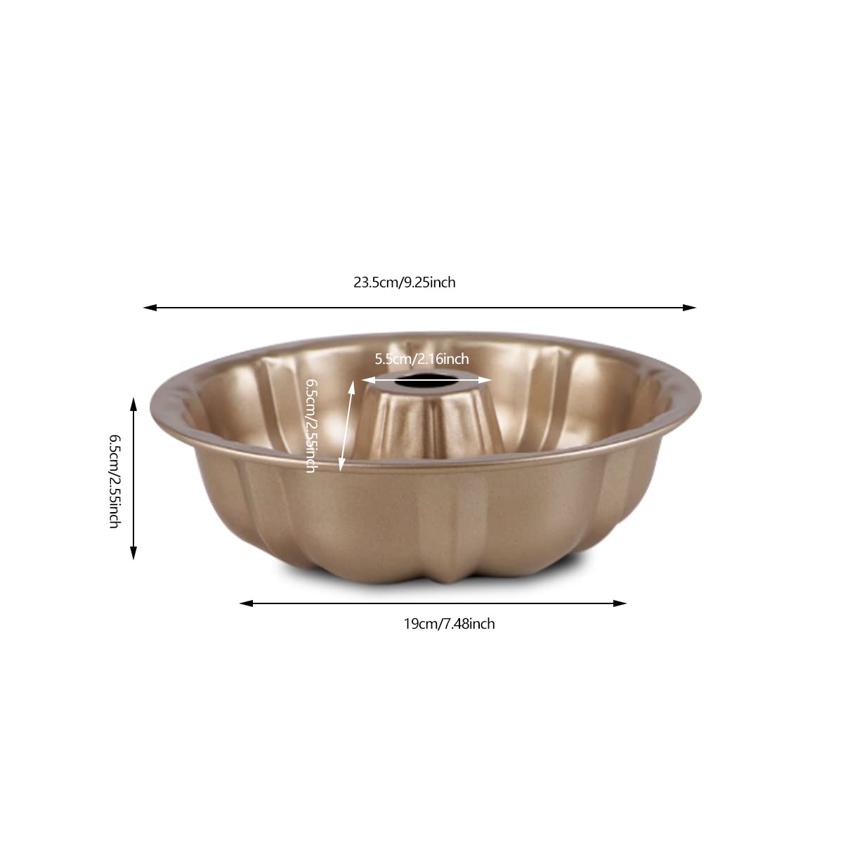 Gurlideo Fluted Cake Pans For Baking Carbon Steel Tube Pan Baking Mold 23.5Cm/9.5Inches-2Pcs