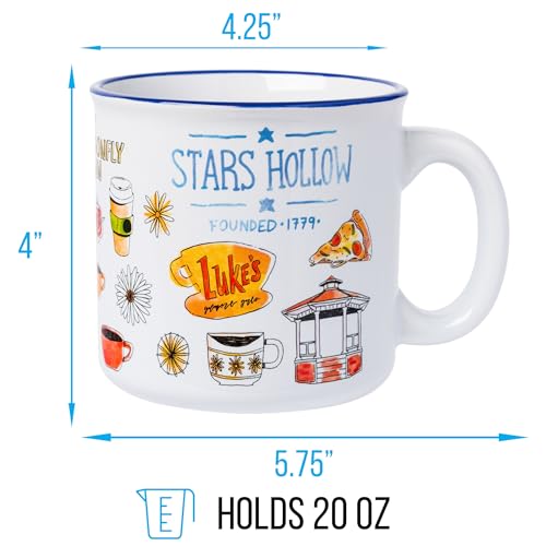 Silver Buffalo Gilmore Girls Luke'S Featuring Iconic Stars Hollow Locations Ceramic Camper Mug, 20 Ounces