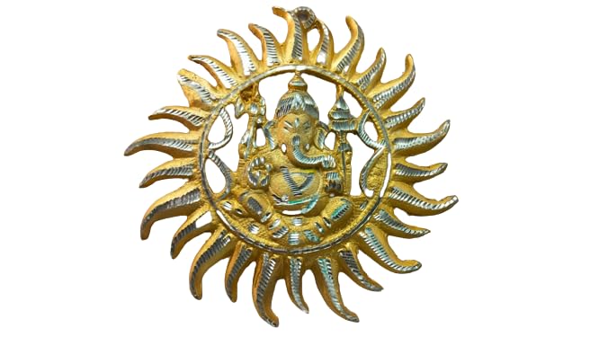 Shy Shy Metal Ganesha Ji Statue,Ganpati Wall Hanging Sculpture Lord Ganesh Idol Lucky Feng Shui Wall Decor (Gold)