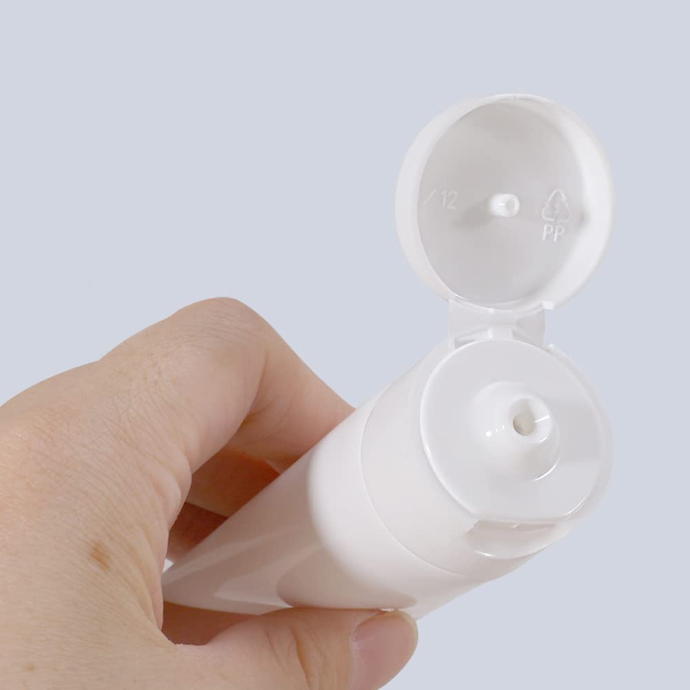 12Pcs Refillable Empty Plastic Tubes White Cosmetic Containers Plastic Soft Tubes Bottle For Package Facial Cleanser Hand Cream
