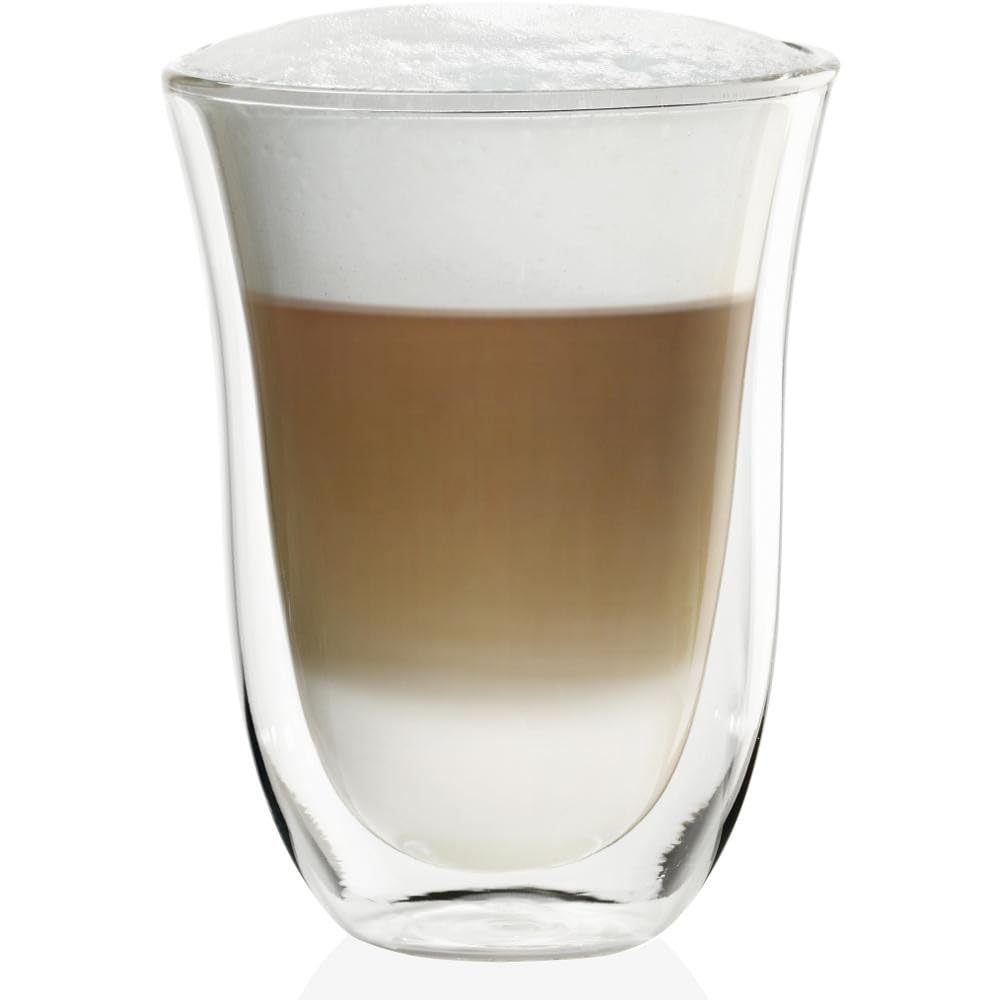 De'Longhi Double Walled Thermo Latte Glasses, Clear, 330ml, Set of 2, Model DLSC312