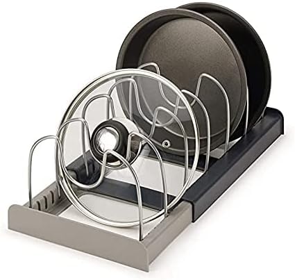 Istara Pan Pot Lid Rack Organizer, Kitchen 7 Tiers Adjustable Stainless Steel Compartments Holder For Kitchen Cabinet And Counte