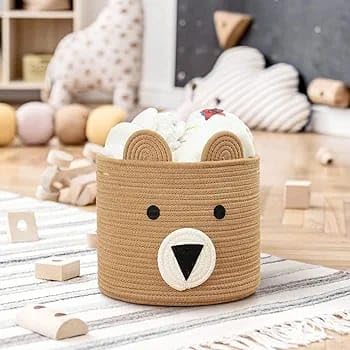 Bunaii Cotton Rope Basket, Woven Storage Basket, Baby Laundry Basket, Nursery Organizers And Storage, Baby Hamper, Kids Basket, 