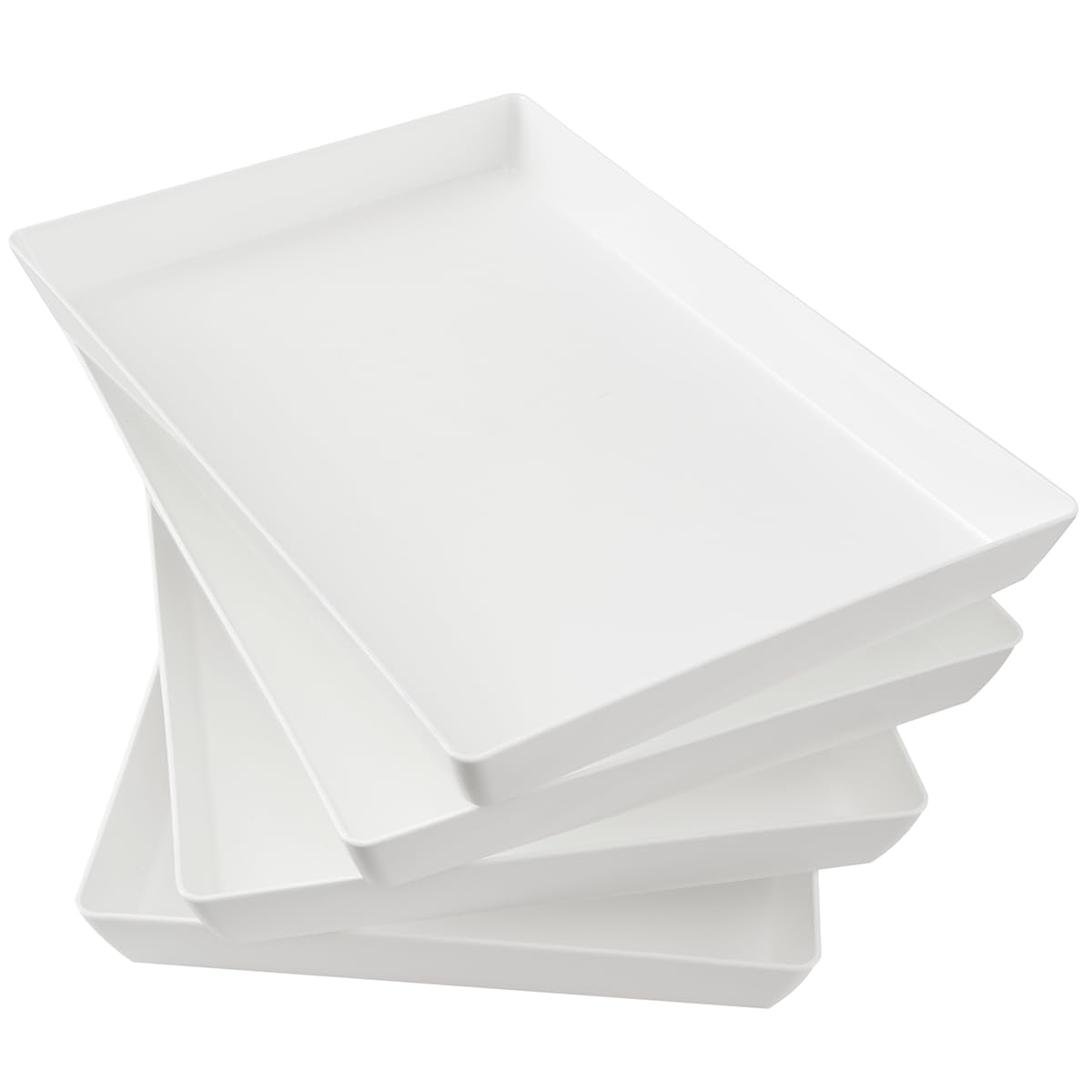 Us Acrylic White Plastic Serving Trays (Set Of 4) 15    X 10    | Large Unbreakable Reusable Rectangular Party Platters | Serve