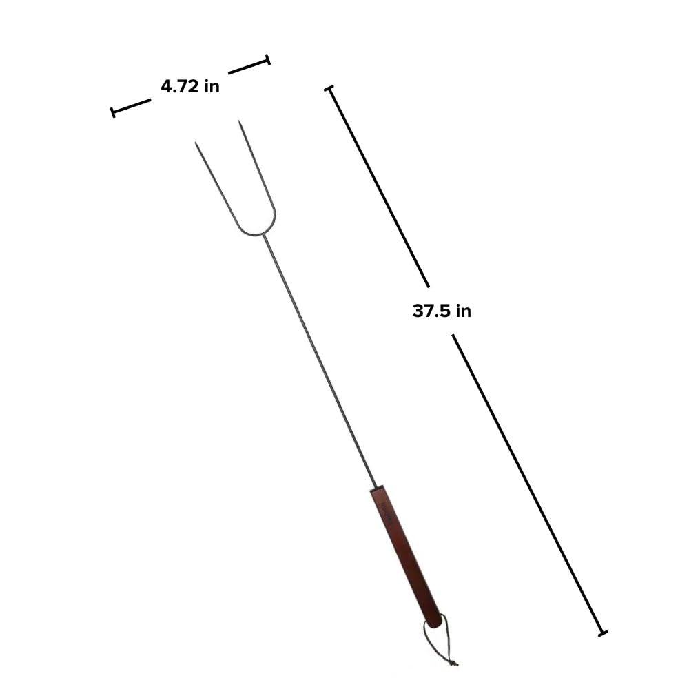 Nexgrill 37 Inch Roasting Stick With Wooden Handle, Dual Fork, Hanging Loop For Easy Storage, Easy To Clean, Perfect Accessory F