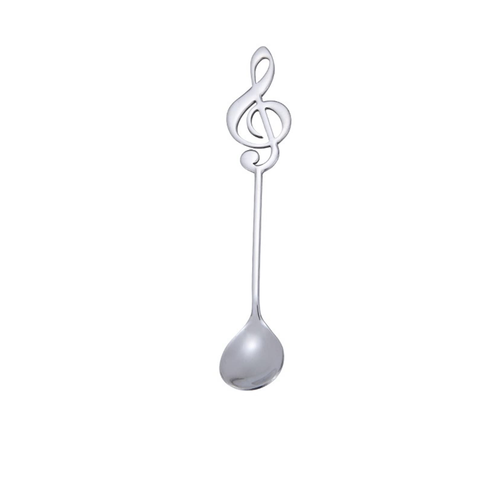 MENGKK Soup Ladles Stainless Steel Note Coffee Scoop Stirring Cup Music Stick Ice Cream(Silver)