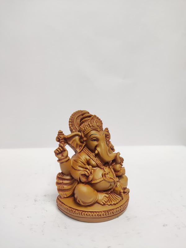 Pratima Wooden Finish Polyresin Ganesh Idol|Vinayaka Statue|Ganpati Murti|Ganesha Idol For Home Decor|Ganesh Idol For Diwali|Siz