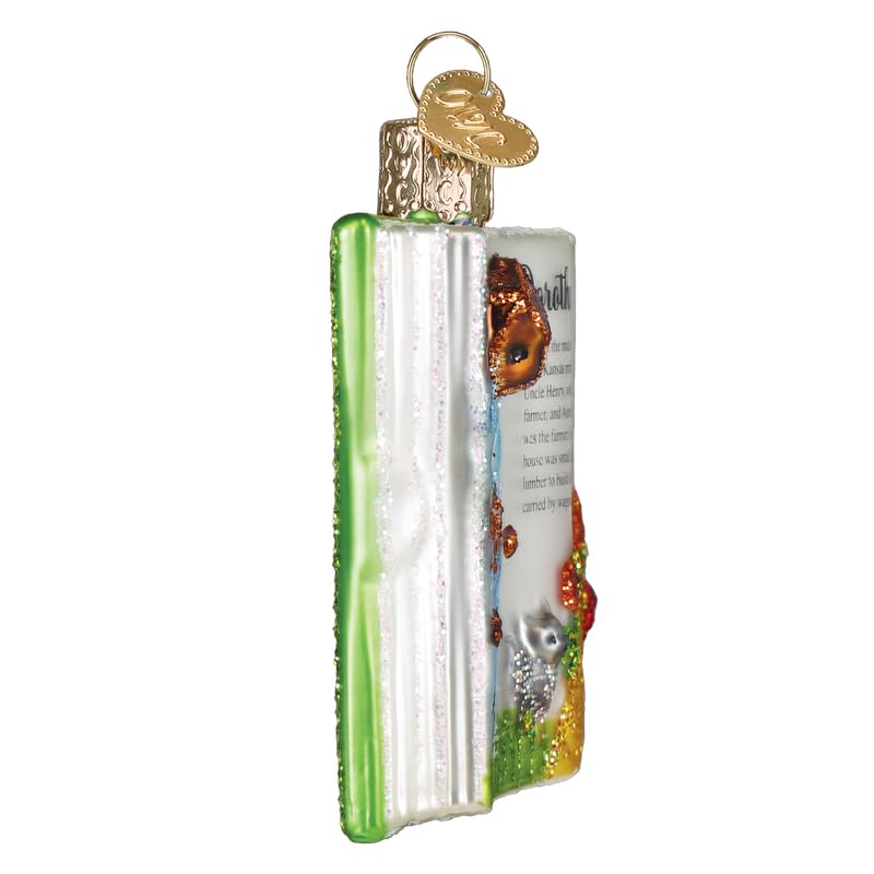 Old World Christmas The Wonderful Wizard of Oz Book Glass Blown Ornament for Holiday Tree, Handcrafted Holiday Decoration, Book