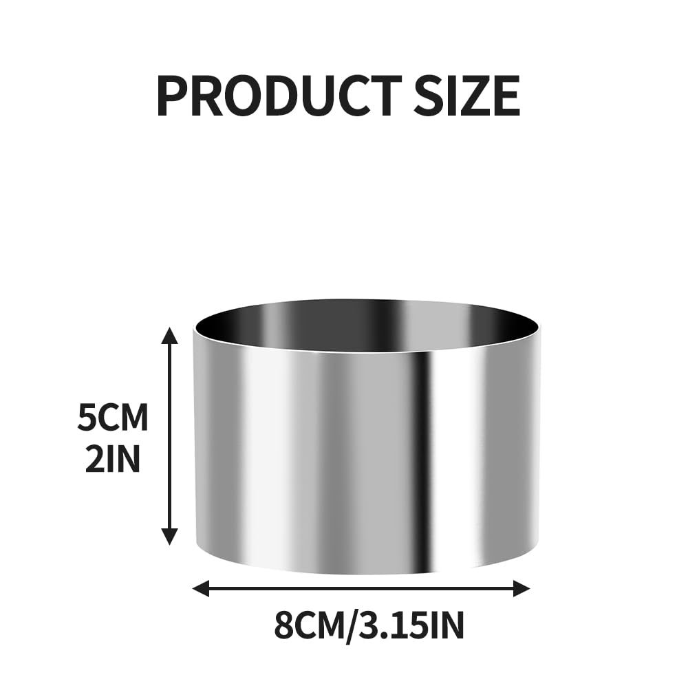 Guowall 3.15 X 2 Inch Seamless Cake Ring Stainless Steel Round Pastry And Food Ring Mousse Mold For Baking