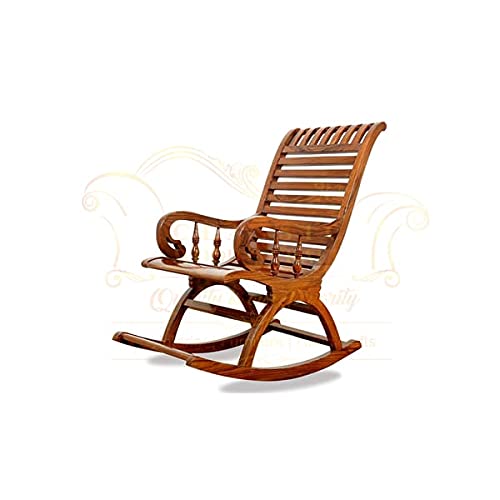 Classic Wood & Craft Wooden Rocking Chair With Sheesham Wood, Rolling And Easy Seating (ModelB18)