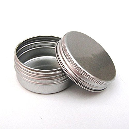 Ctkcom 2-Ounce Metal Tins Screw Top Flat Aluminum Silver Slide Round Tin Containers For Lip Balm,Crafts,Cosmetic,Candles,Travel