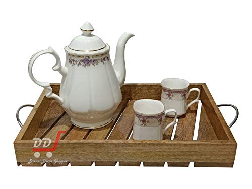 Dds Dream Decor Shoppee Mango Wood Handmade Serving Tray For Tea Coffee & Breakfast (Natural)