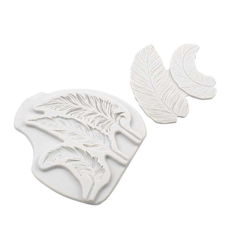 Cestony 2Pcs Feather Silicone Molds For Diy Cake Fondant Biscuit Cookies Soap Sugar Pudding Chocolate Hard Candies Dessert Candl