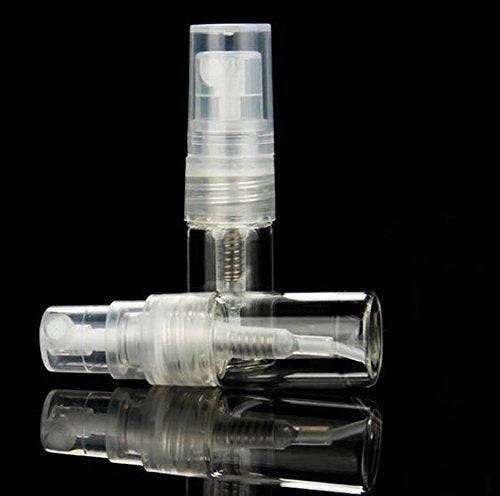 Elfenstall- 10Pcs Mini Clear 2Ml 5/8 Dram Fine Mist Atomizer Vial Glass Bottle Spray Refillable Perfume Empty Sample Bottle Clea