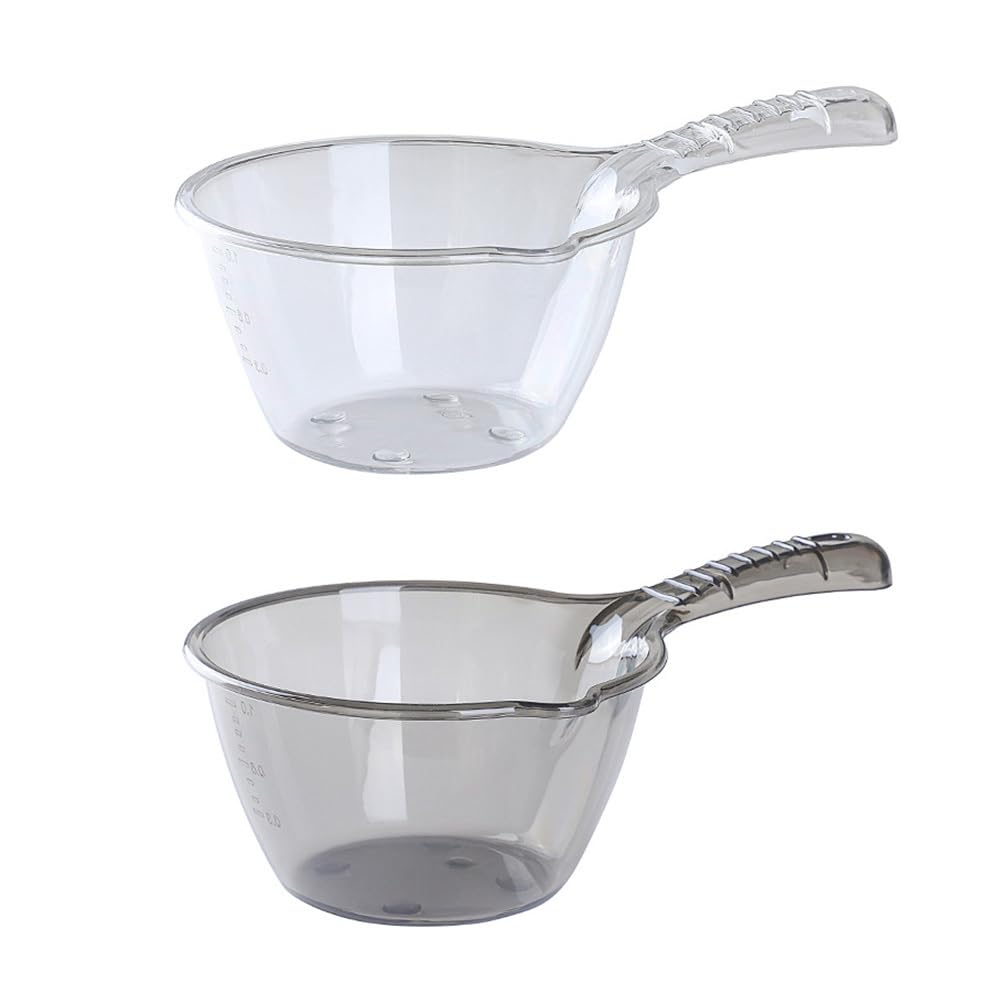 DOITOOL Water Scoop 2 pack Plastic Water Ladle with Long Handle Wide Deep Bowl for Kitchen Cooking Garden Watering Easy Cleaning