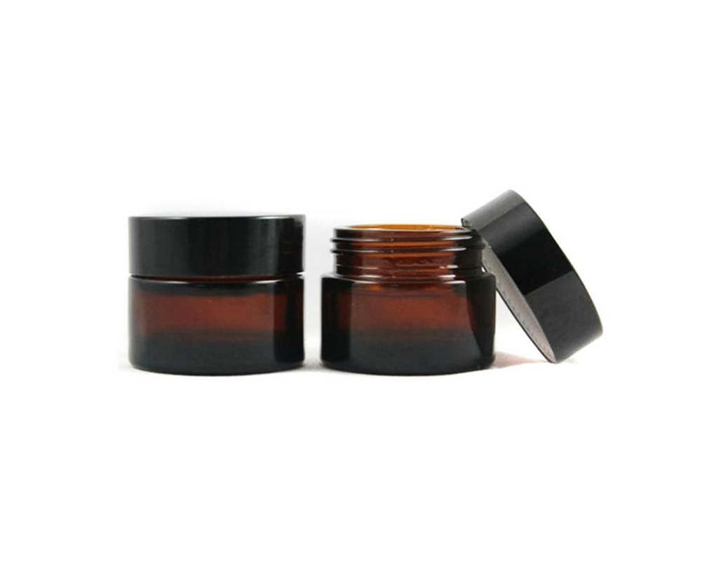 2Pcs 100Ml Amber Glass Empty Refillable Sample Bottle Cosmetic Face Cream Jar Pot Bottle Container Holder Case With Black Screw