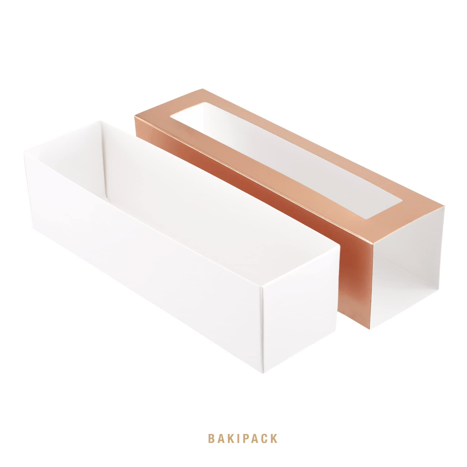 Bakipack 25 Macaron Boxes For 6 Macarons Rose Gold Macaron Boxes With Interior Measurement 7.3'' X 1.9'' X 1.9'' Macarons Gift B