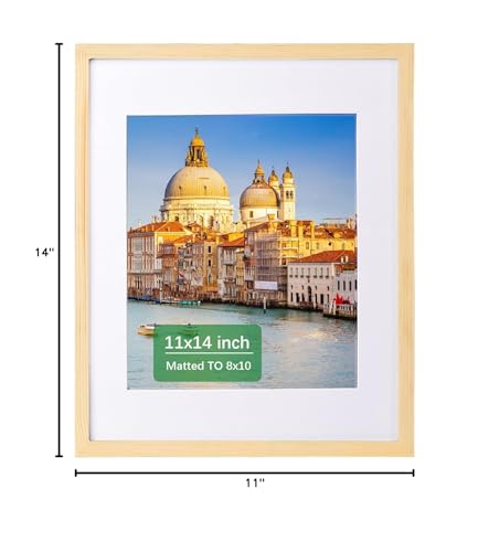 wyooxoo 11x14 Picture Frame Made of Natural Solid Wood Photo Frames Display Pictures 8x10 with Mat or 11x14 Without Mat Colorful