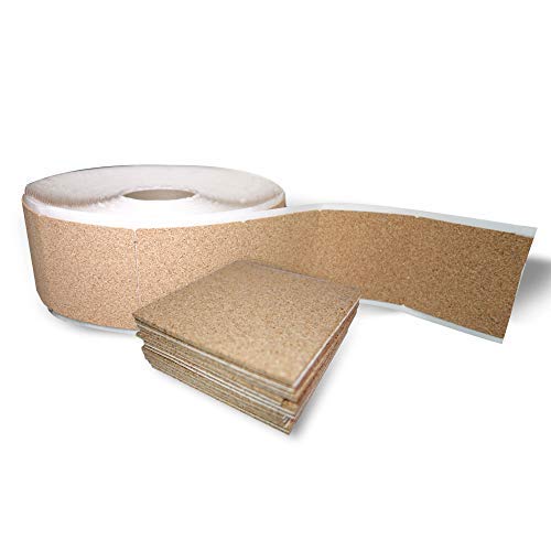 Adhesive Backed Cork For Coasters, Trivets And Art Projects - 1/16    Thick X 4'' X 4'' Square (100 Pc)