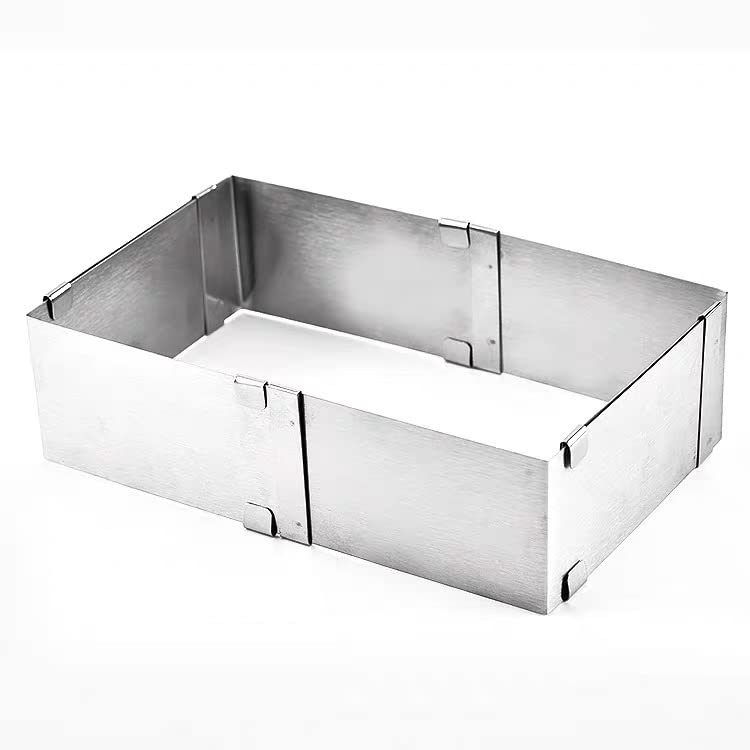 Utoolmart Cake Mold Adjustable Cake Ring Molds From 6'' To 11'' Stainless Steel Square Mousse Cake Cutter Baking Mold Pastry Kit