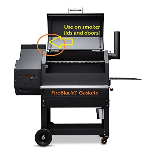 Fireblack Hi Temp BBQ smoker Gasket Self Stick 15 ft High Heat 1/2 x 1/8 Black