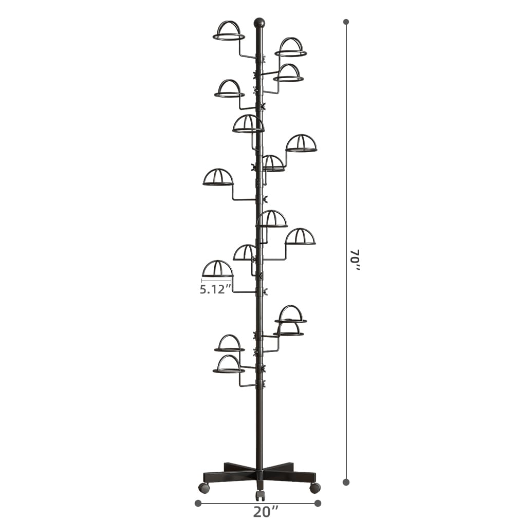 Thick Forest Hat Rack With 15 Circular Hooks, Floor Hat Stand Freestanding Hat Rack Stand, Adjustable Hat Display Stand Suitable