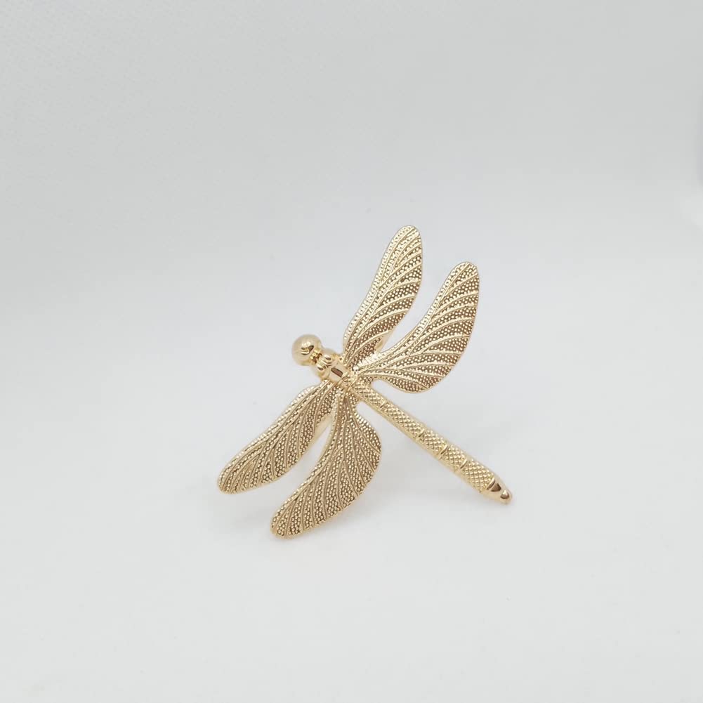 Cpellesse 6 Pcs Gold Napkin Ring Dragonfly Napkin Rings Holders Insect Napkin Rings Buckle For Thanksgiving,Christmas, Family Ga