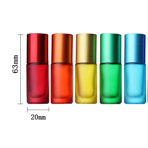 Constore 8Pcs 5Ml Colorful Frosted Roll On Bottles Glass Roller Ball For Essential Oils Refillable Massage Roller Bottles With S