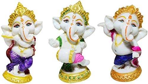 Gw Creations Ganesha Home Decor Ideal Gift To Your Loved Ones (Pack Of 3)Ganesh Showpiece For Car Ganesh Showpiece Online Ganesh